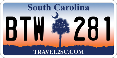 SC license plate BTW281