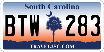 SC license plate BTW283