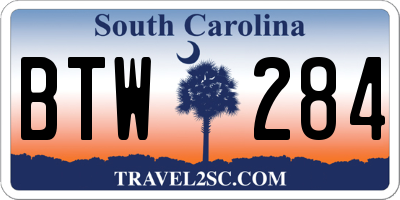 SC license plate BTW284