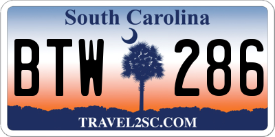SC license plate BTW286