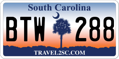 SC license plate BTW288