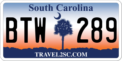 SC license plate BTW289