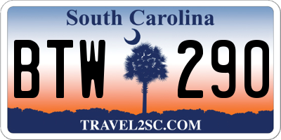 SC license plate BTW290