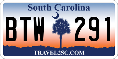 SC license plate BTW291