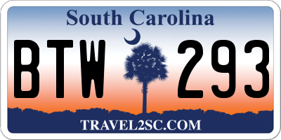 SC license plate BTW293