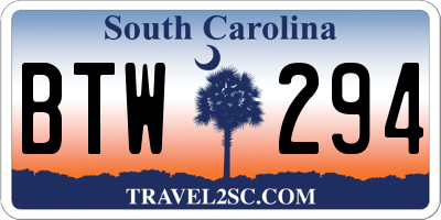 SC license plate BTW294