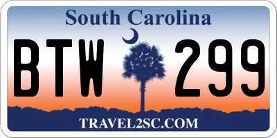SC license plate BTW299