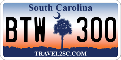 SC license plate BTW300