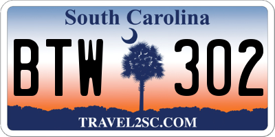 SC license plate BTW302