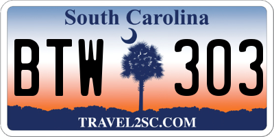 SC license plate BTW303