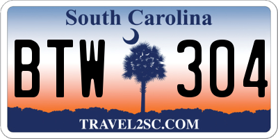 SC license plate BTW304