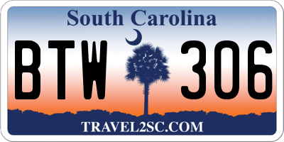 SC license plate BTW306
