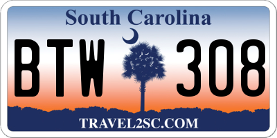 SC license plate BTW308