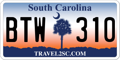 SC license plate BTW310