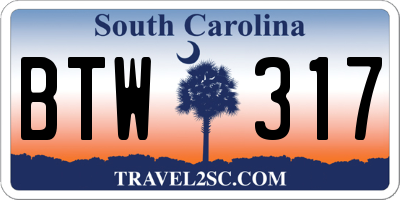 SC license plate BTW317