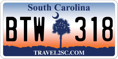 SC license plate BTW318
