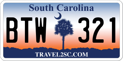 SC license plate BTW321