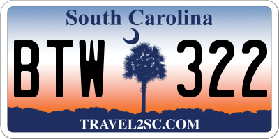 SC license plate BTW322