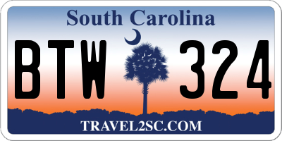 SC license plate BTW324