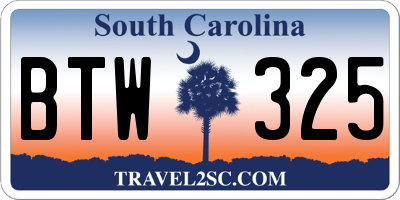 SC license plate BTW325