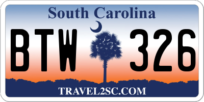 SC license plate BTW326
