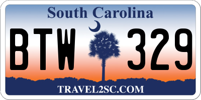 SC license plate BTW329