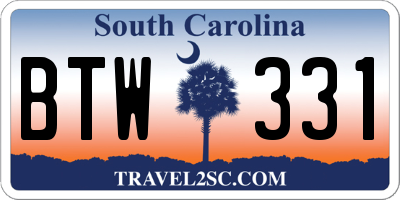 SC license plate BTW331