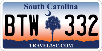 SC license plate BTW332
