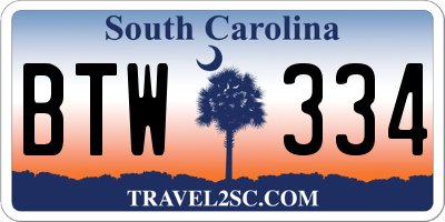SC license plate BTW334