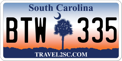SC license plate BTW335