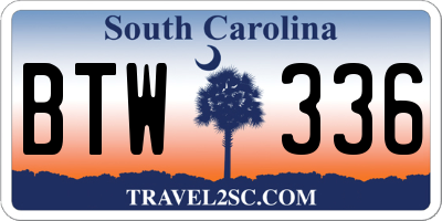SC license plate BTW336