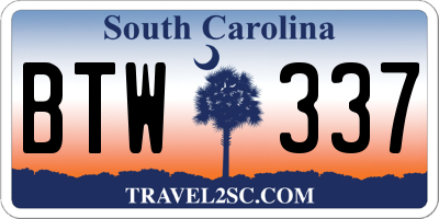 SC license plate BTW337