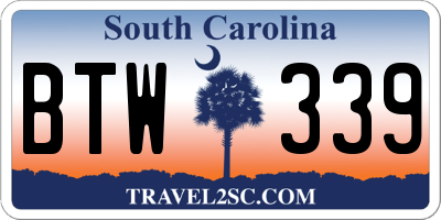 SC license plate BTW339