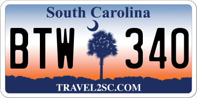 SC license plate BTW340