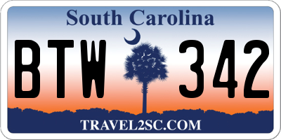 SC license plate BTW342