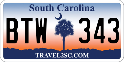 SC license plate BTW343