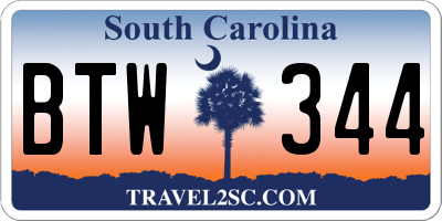 SC license plate BTW344