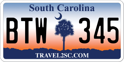 SC license plate BTW345