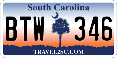SC license plate BTW346