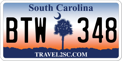 SC license plate BTW348