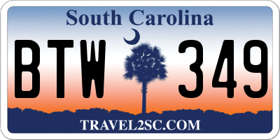 SC license plate BTW349