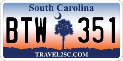 SC license plate BTW351