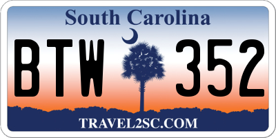 SC license plate BTW352