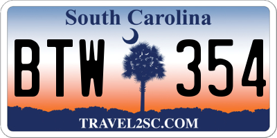 SC license plate BTW354