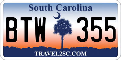 SC license plate BTW355
