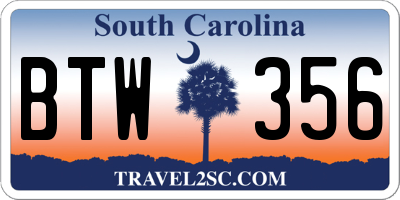 SC license plate BTW356