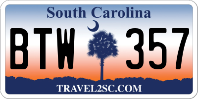 SC license plate BTW357