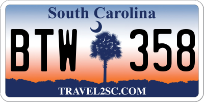 SC license plate BTW358