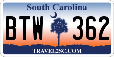 SC license plate BTW362