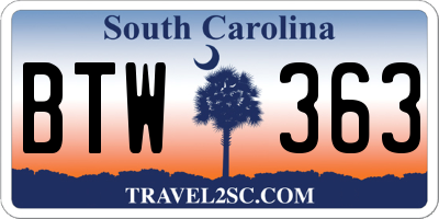 SC license plate BTW363